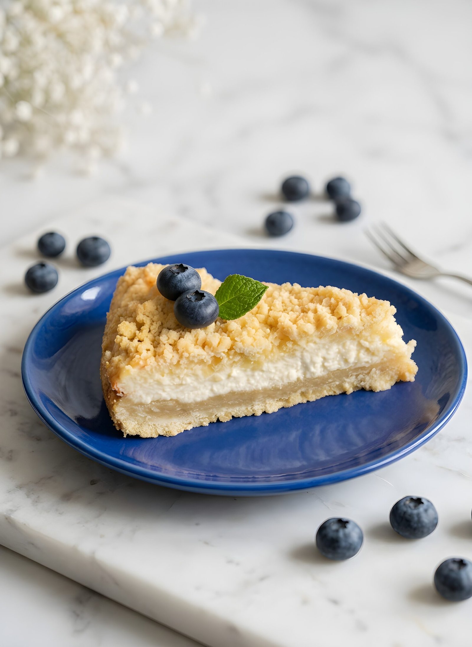 Easy Cottage Cheese Cake with Crumb Topping